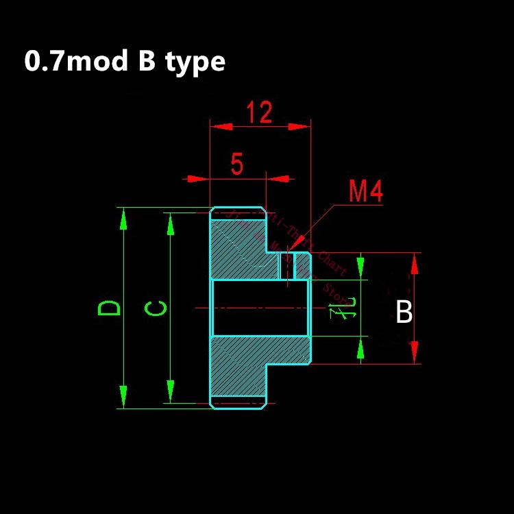 0.7 Mod 10-15T 16T 17T 18T 19T 20T 15Teeth Metal Carbon Steel 4OCr Cylindrical Spur Gear Drive Toy Car Motor Engraving Machine