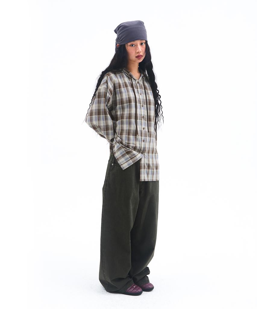 AMES-WORLDWIDE Check Hoodie Hemden Blau