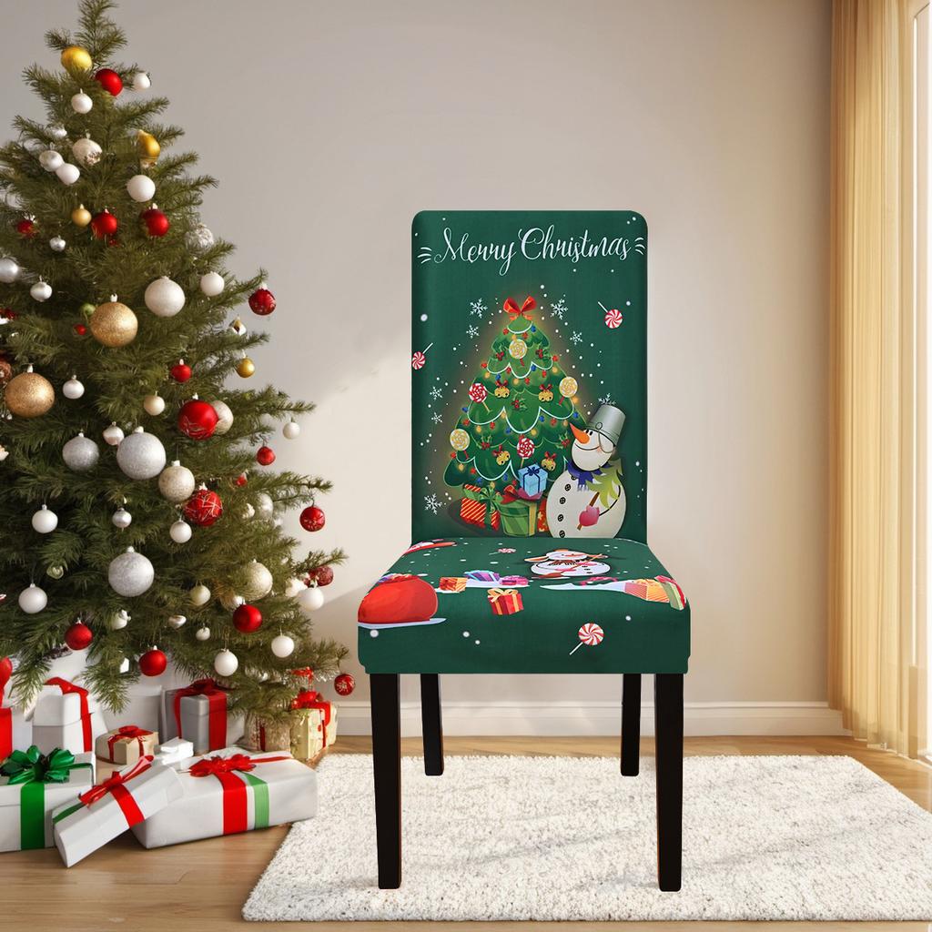 Stretch Print Christmas Chair Cover Christmas Chair Cover Decoration