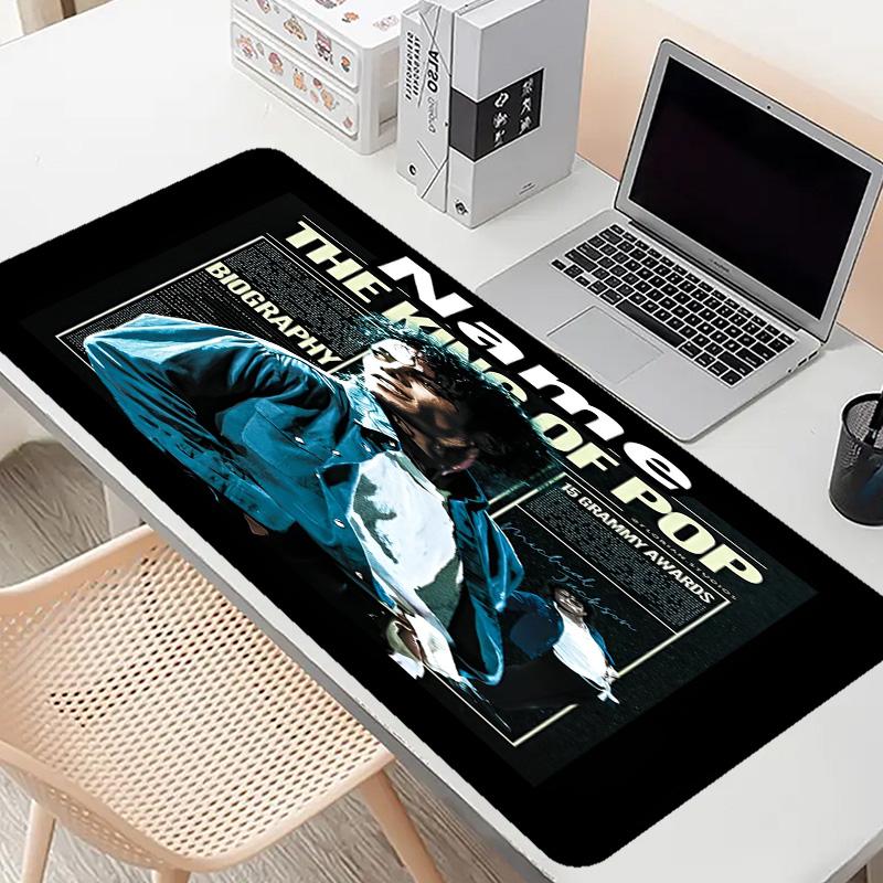 Custom Name Personalized Michael Jackson Pattern Mousepad, Laptop PC Desk Mat, Decorative Desk Mat for Home Keyboard Pad Gift