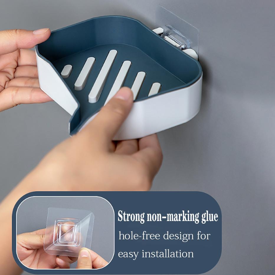 Double Layer Soap Box Soap Holder Wall-mounted Household Bathroom Drain Soap Dishes Toiletries Organizer Storage