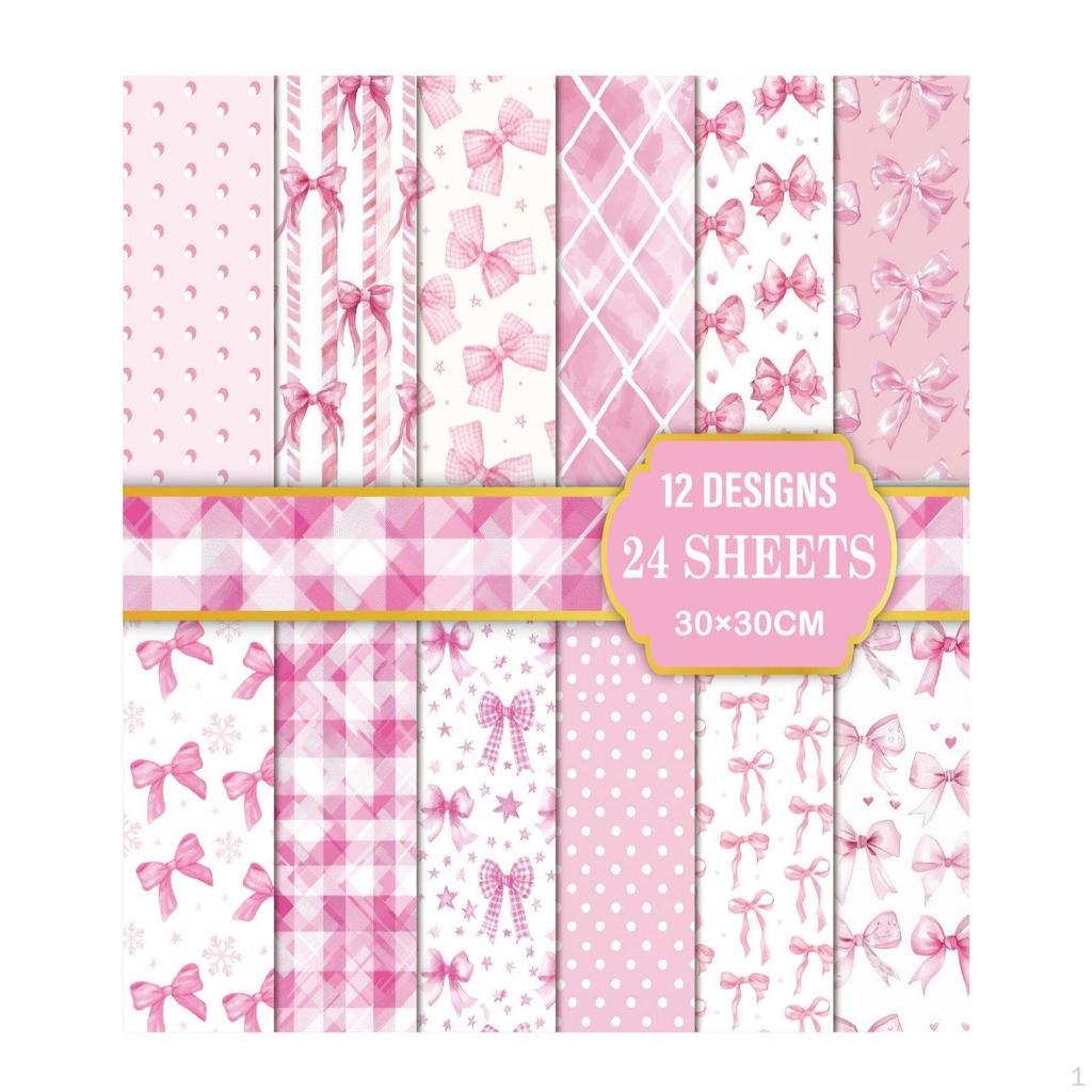 24 Sheets Floral Theme Craft Paper Scrapbook Vivid Prints for Scrapbooking, Party