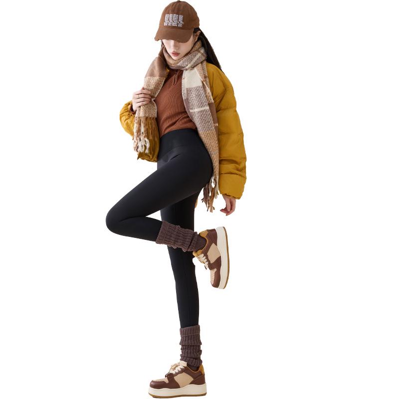 Women's Plush Shark Pants: Cozy High-Waist Barbie Yoga Leggings for Autumn & Winter