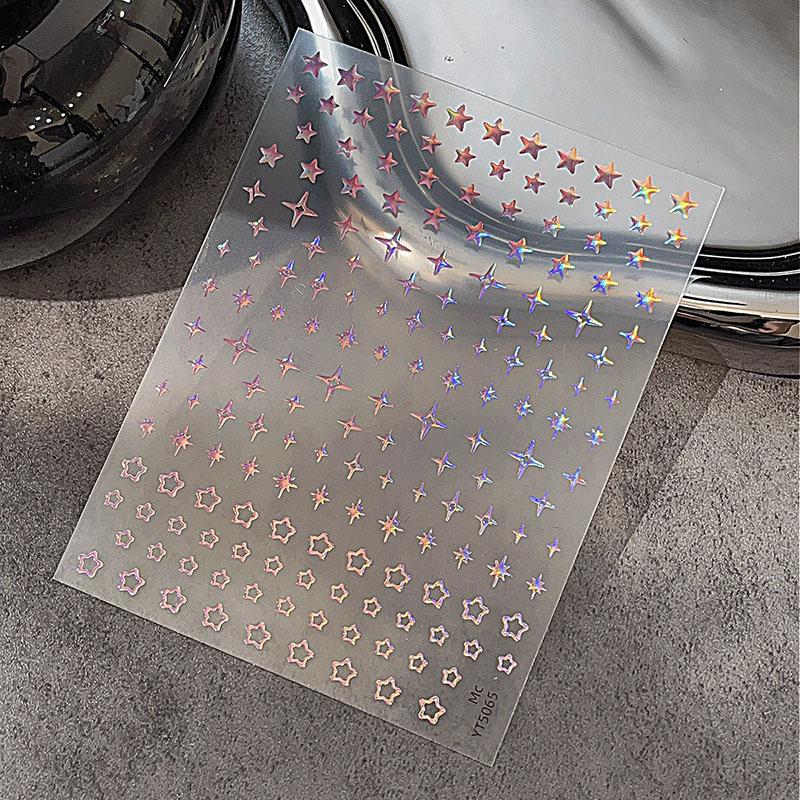 1 Sheet Hollow Star Nail Art Stickers Pentagram Self-Adhesive Nail Decals for Women Girls DIY Manicure Salon Decor