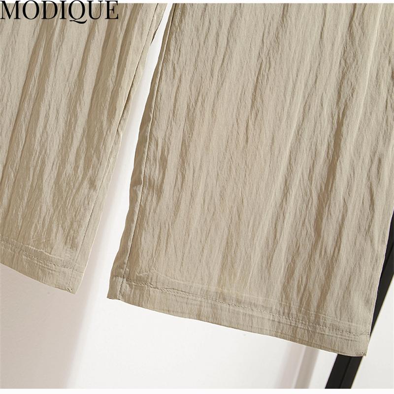 MODIQUE Vår Sommer Plus Size Ny Dame Løst Lang Lin Rett Bukser Joggebukser Dame Casual Basics Ankellange bukser med vidde ben