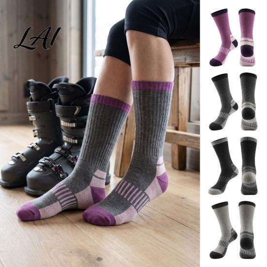 Cushioned Foot Support for Skiing Unisex Cotton Ski Socks Women Men Thermal Snowboard Socks Winter Non Slip Athletic Hosiery Warm Snowboarding