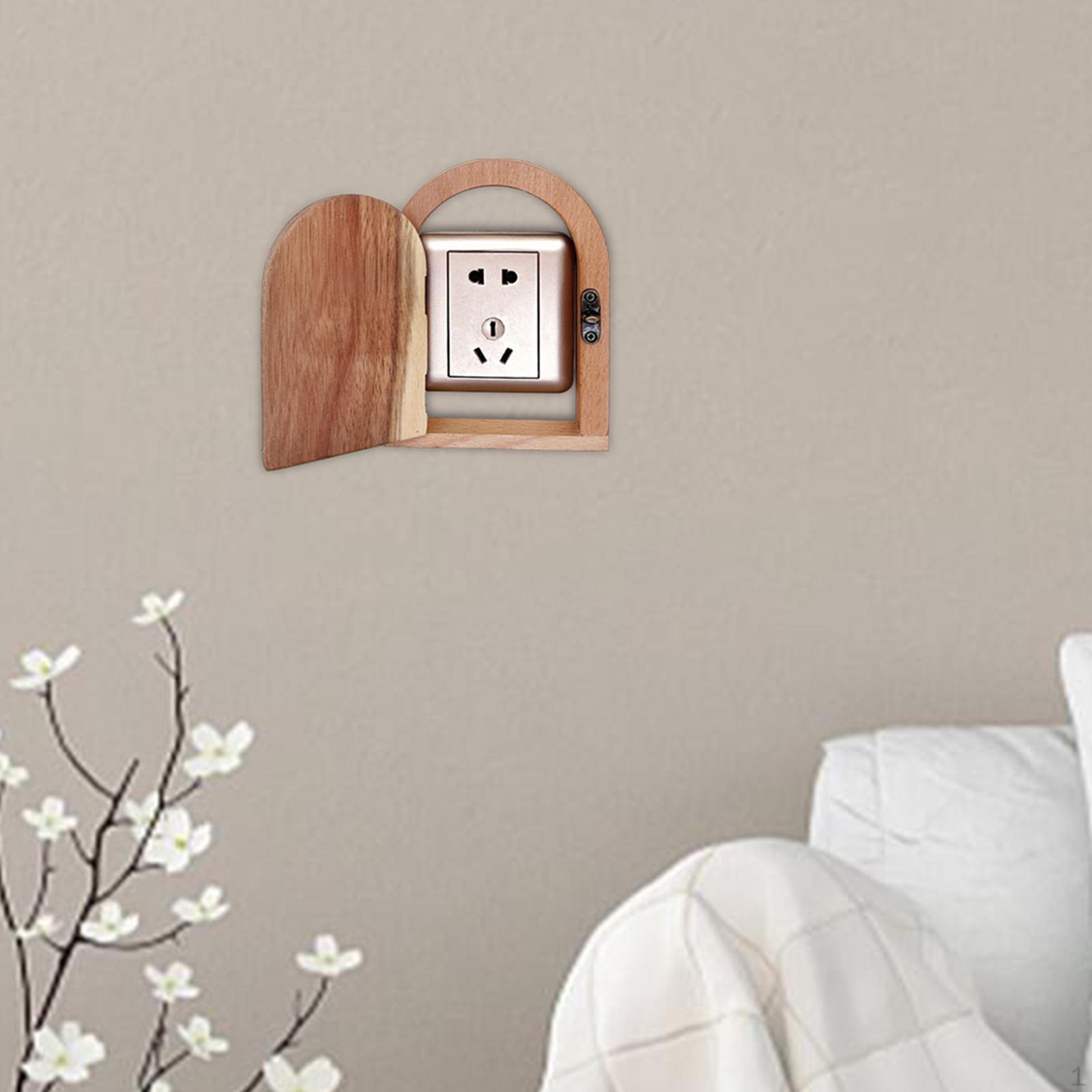 

Electrical Outlet Cover Switch Wooden Lockable Sockets Protectors Box for Wall