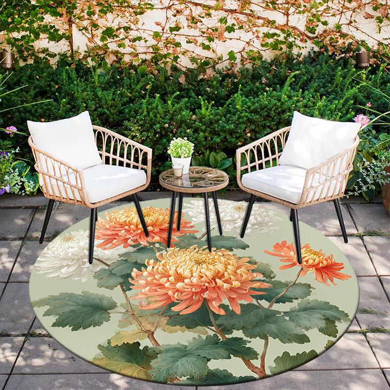 Plants pattern round rug,Carpet Rug for Living Room Bedroom Playroom ,Non-slip Floor Mat,Holiday Gifts and Birthday Gifts.