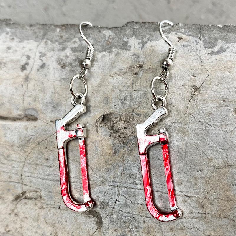 6 Paia Orecchini Halloween A Forma Di Coltello - Forbici Insanguinate, Ascia In Acrilico - Accessori Spaventosi Per Festa Donna