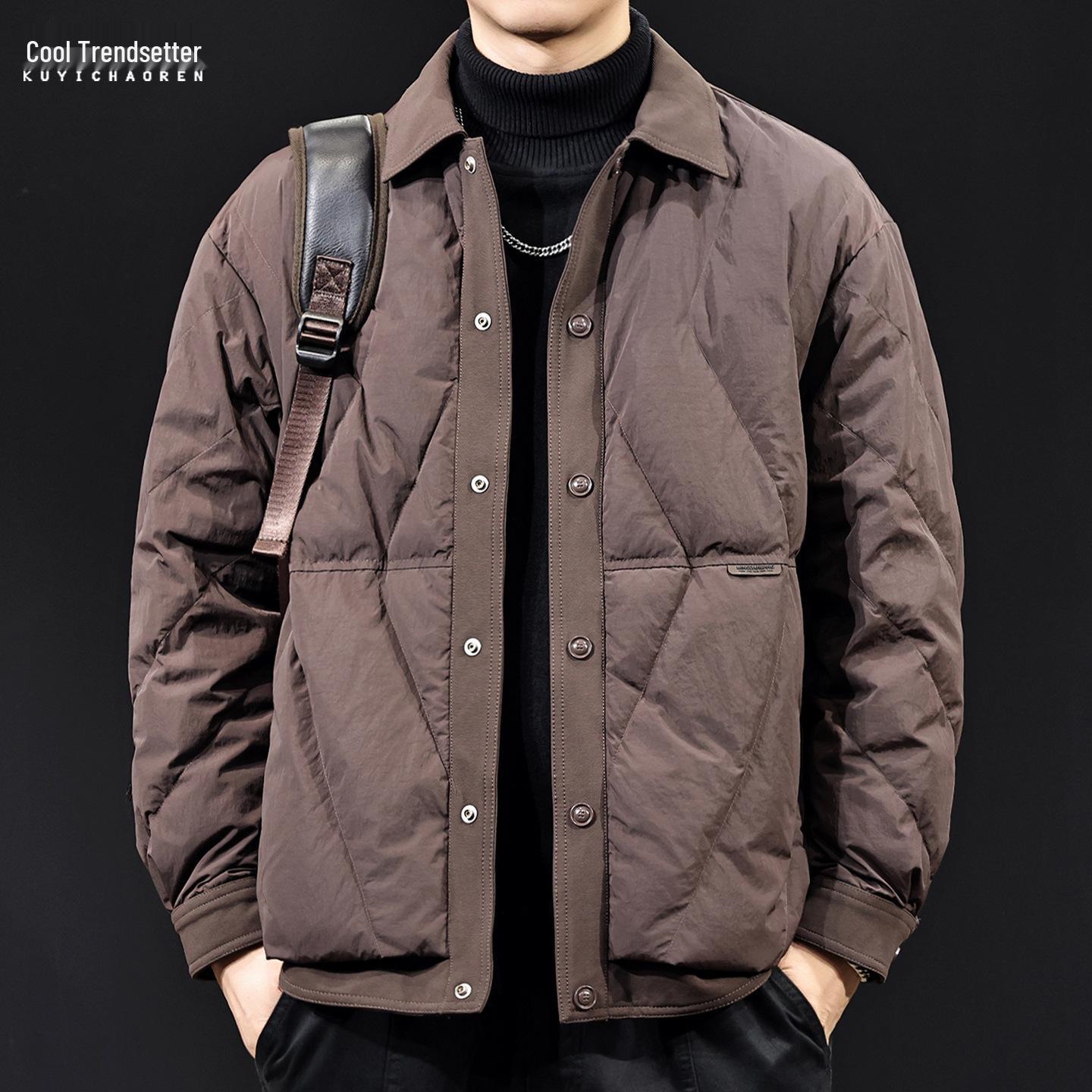 2025 Men s Trendy Retro Patchwork Down Jacket - Lightweight, Plus Size, for Autumn/Winter 2XL (160-180 jin)