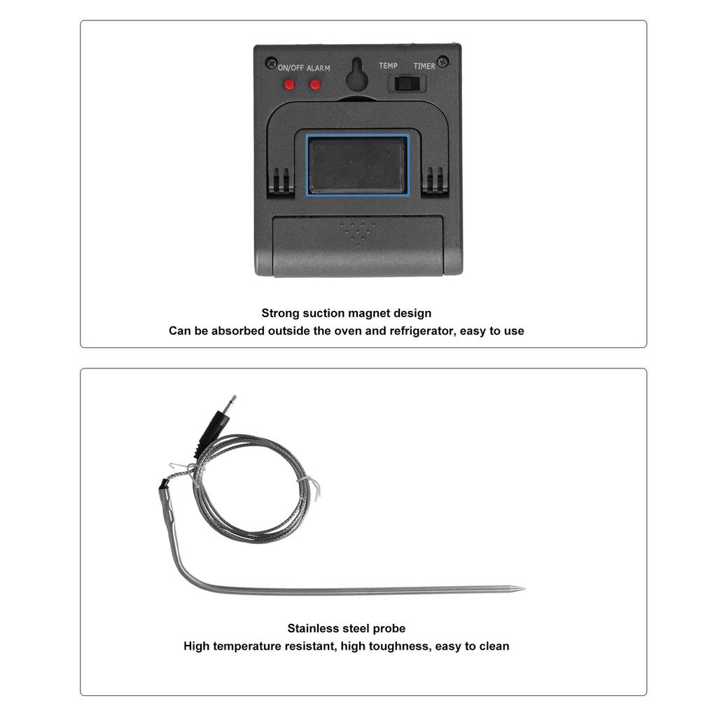 Barbecue Thermometer with Integrated Magnet and Stand, High Temperature Probe for Kitchen Oven Cooking