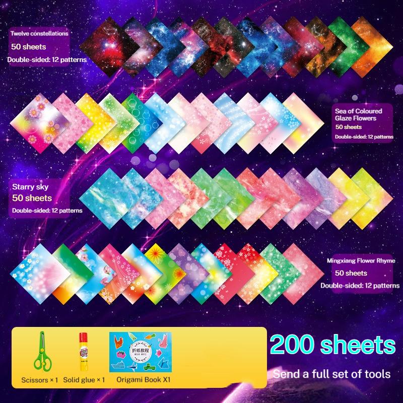 Square Origami Paper Double Sides Solid Color Folding Lucky Wish Paper Crane Multicolor Handmade DIY Scrapbooking Craft Decor