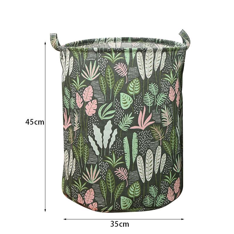 Cotton Linen Dirty Laundry Basket Foldable Round Waterproof Organizer Bucket Clothing Children Toy Large Capacity Storage Home