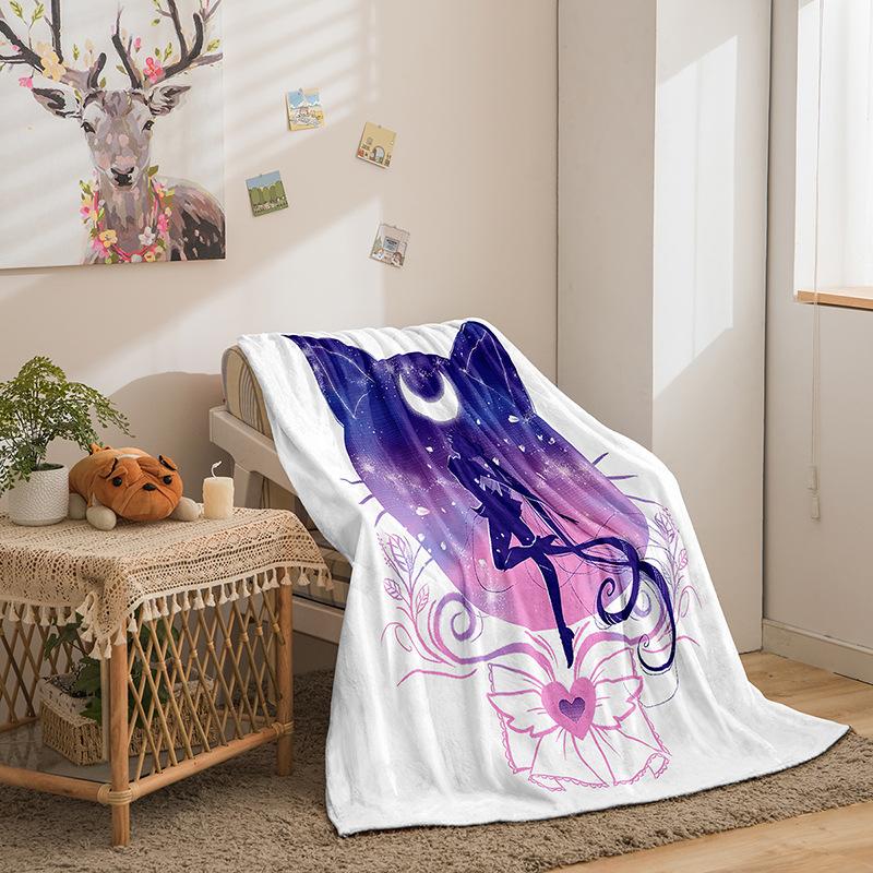 Cartoon Beautiful Girl War Series Double-Sided Flannel 3D Digital Printing Blanket, Blanket