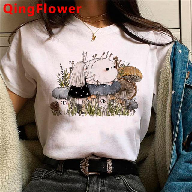 Kawaii Mushroom T Shirt Clothes Women Kawaii 2021 Streetwear Japanese Vintage Summer Top Clothes Harajuku