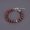 8mm Red Tiger Eye Lucky Charm Bracelet [COAI] Fleur-de-lis