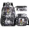 Football Star Print Youth Primary And Secondary School Students Schoolbag Three-Piece Set Men'S And Women'S Backpack