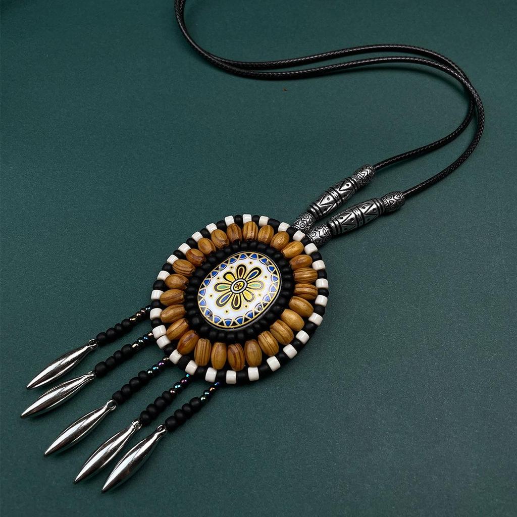 Nepalesische Retro Quastenanhänger Pulloverkette