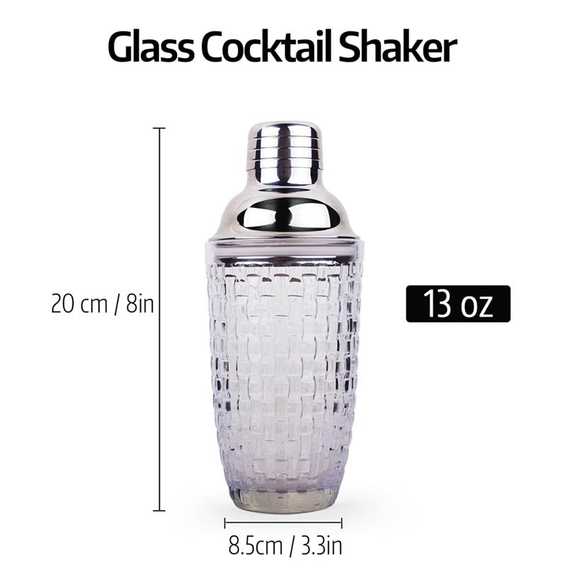 AF95-13Oz Glass Cocktail Shaker Set - Glass Shaker For Cocktails, Drink Shakers Cocktail And Cocktail Shakers