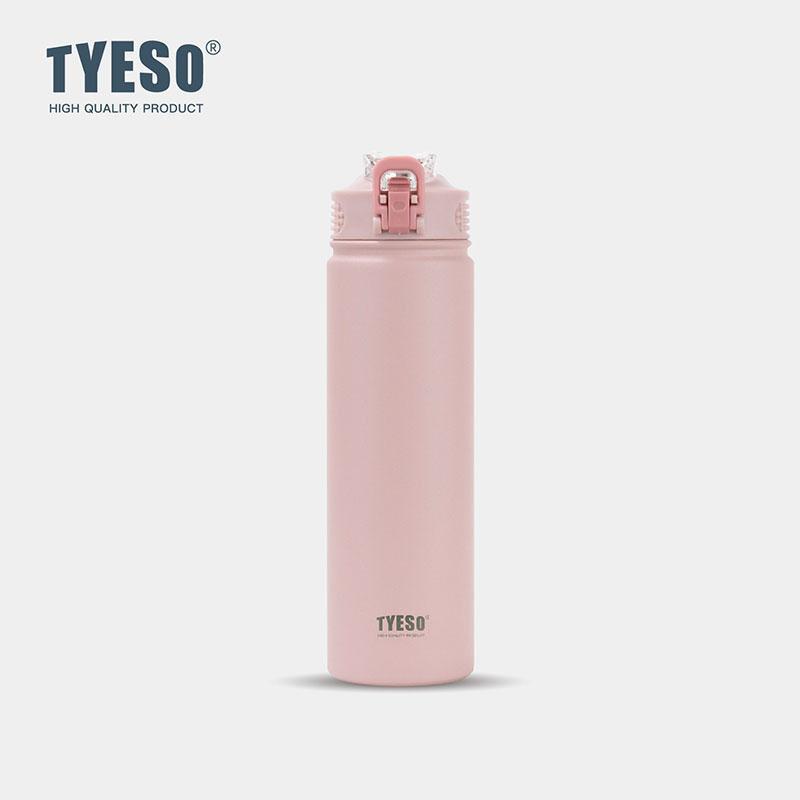 Tyeso 600/750ML Thermos Bottle With Straw Stainless Steel Car Thermal Cup Sports Water Bottles Keeps Cold and Heat Thermal Mug