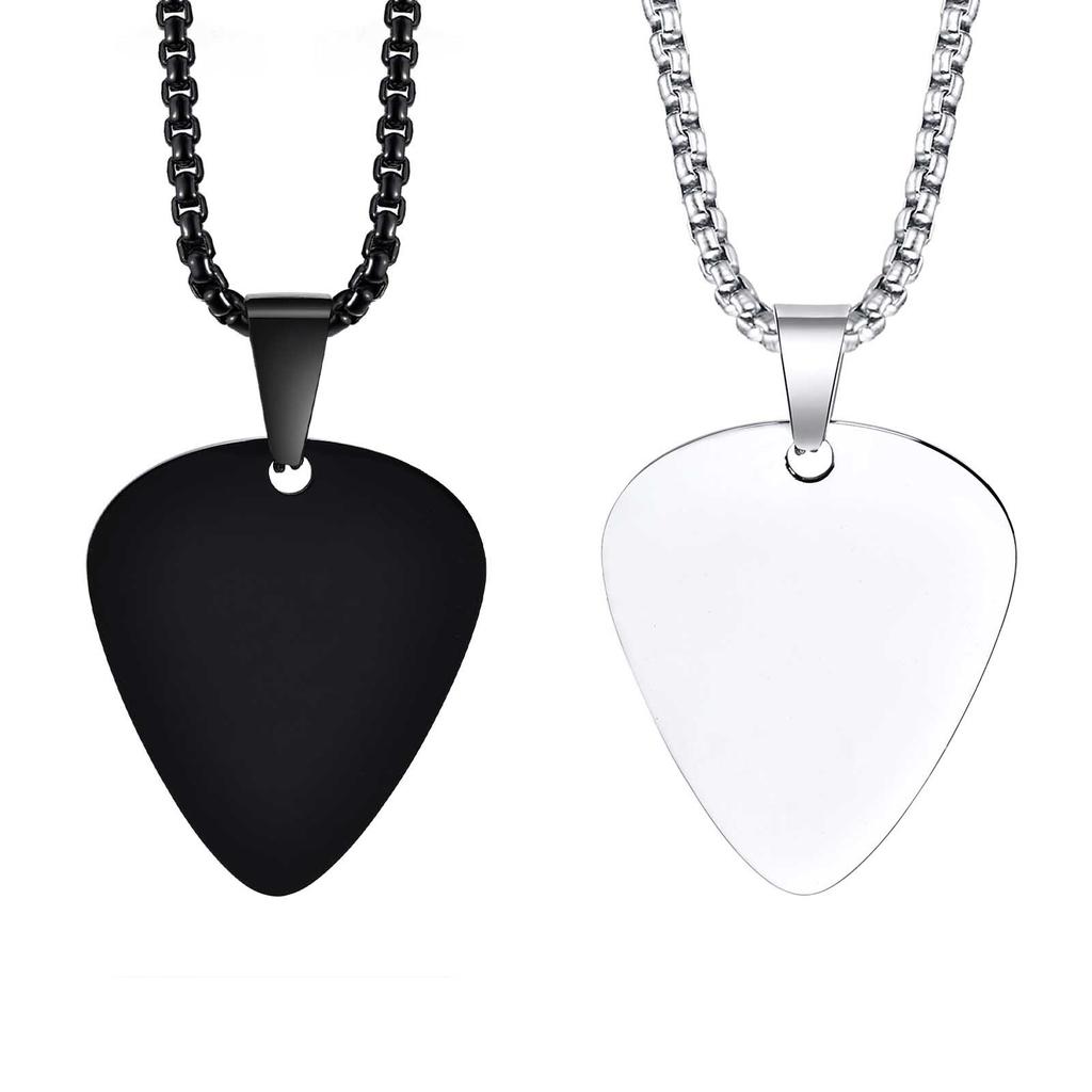Edelstahl Gitarrenplektrum Halskette Anhänger Kragen Für Männer Jungen Schmuck Zubehör Für Musikliebhaber Geburtstagsparty Geschenk