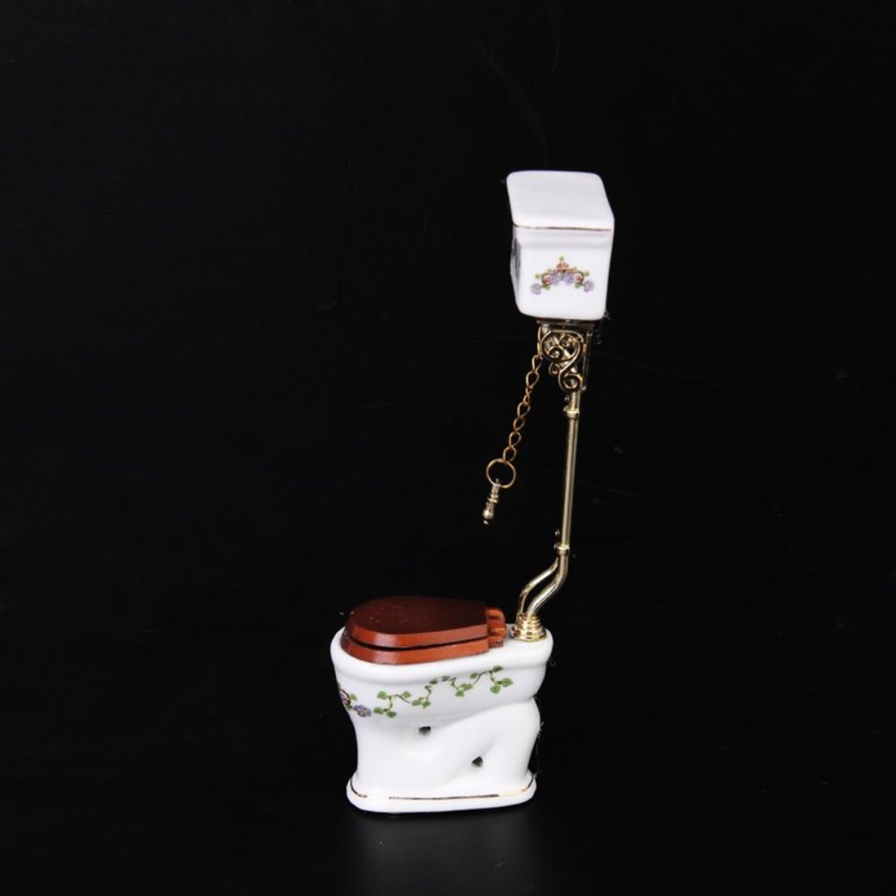 Simulation Miniature Bathroom Toilet White Porcelain Mini Toilet Furniture  Decoration