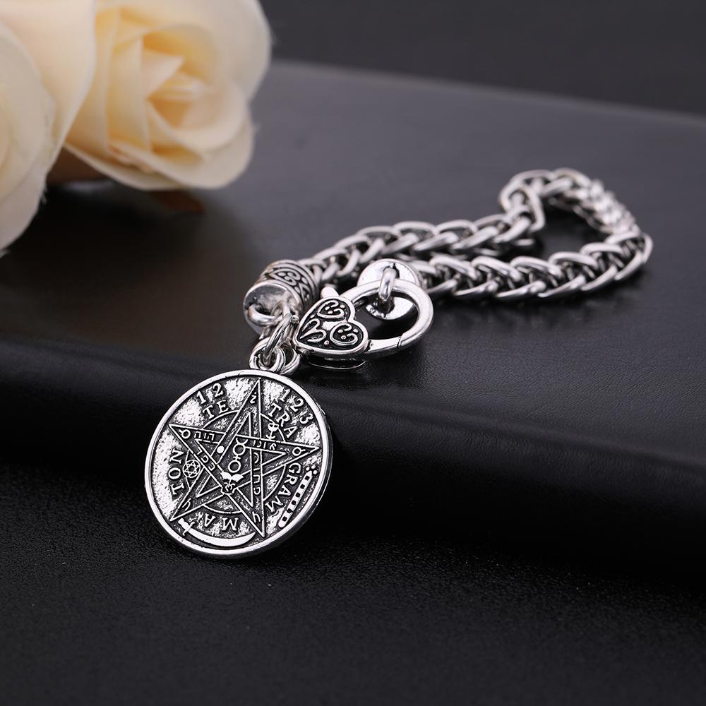 Vintage Tetragrammaton Pentacle Pentagram Pendant Bracelets Wiccan Talisman Amulet Seal of Solomon Jewelry Gift For Men