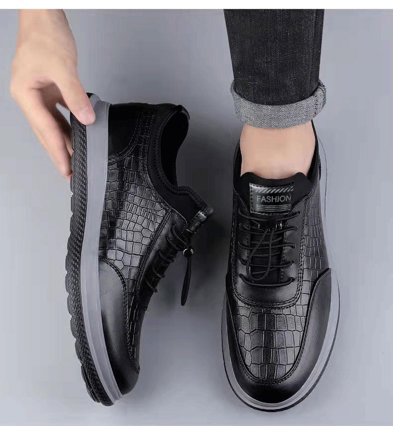 Spring Festival Men's Shoes New Casual Leather Shoes Breathable Men's Soft Bottom Soft Panel Shoes Fashion All-match Trendy Leather Surface