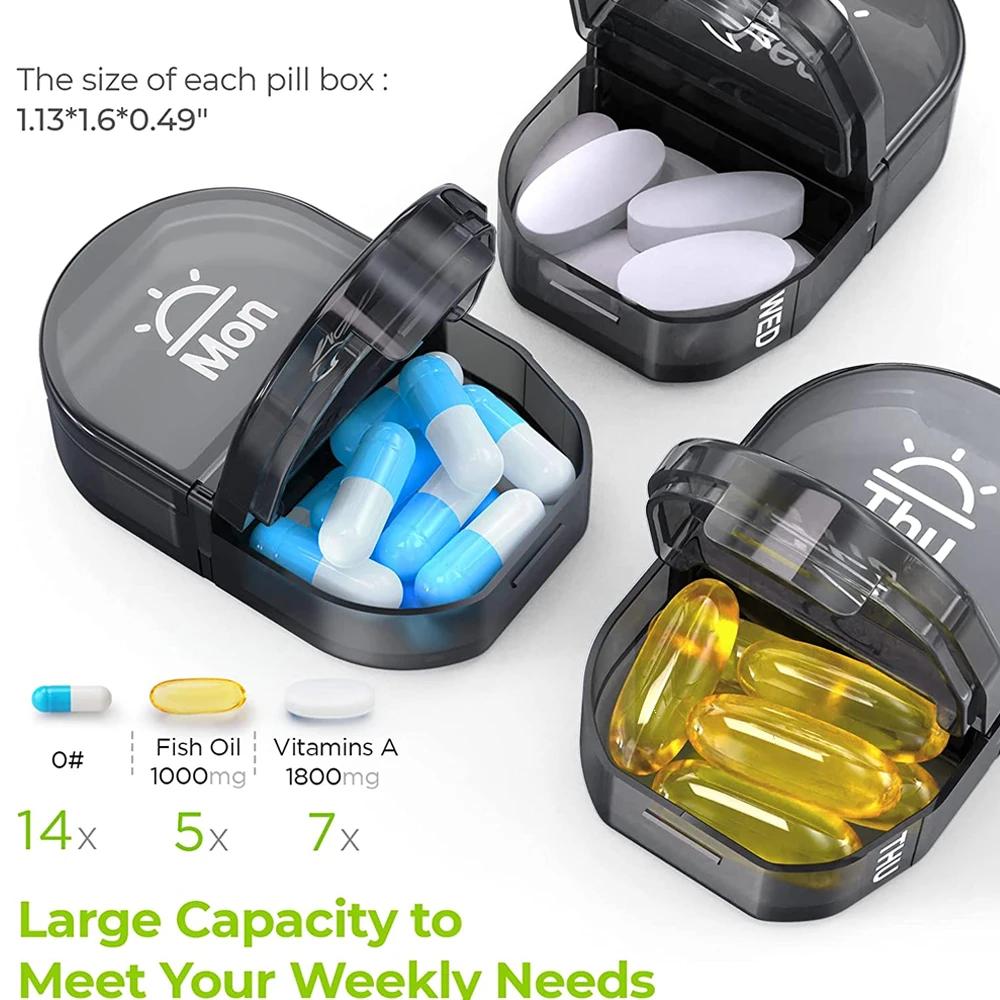 Pill Organizer 2 Times a Day Canvas Bag Pill Case Portable Weekly Large AM/PM Pill Box 7 Day Store Medication Vitamin Fish Oil