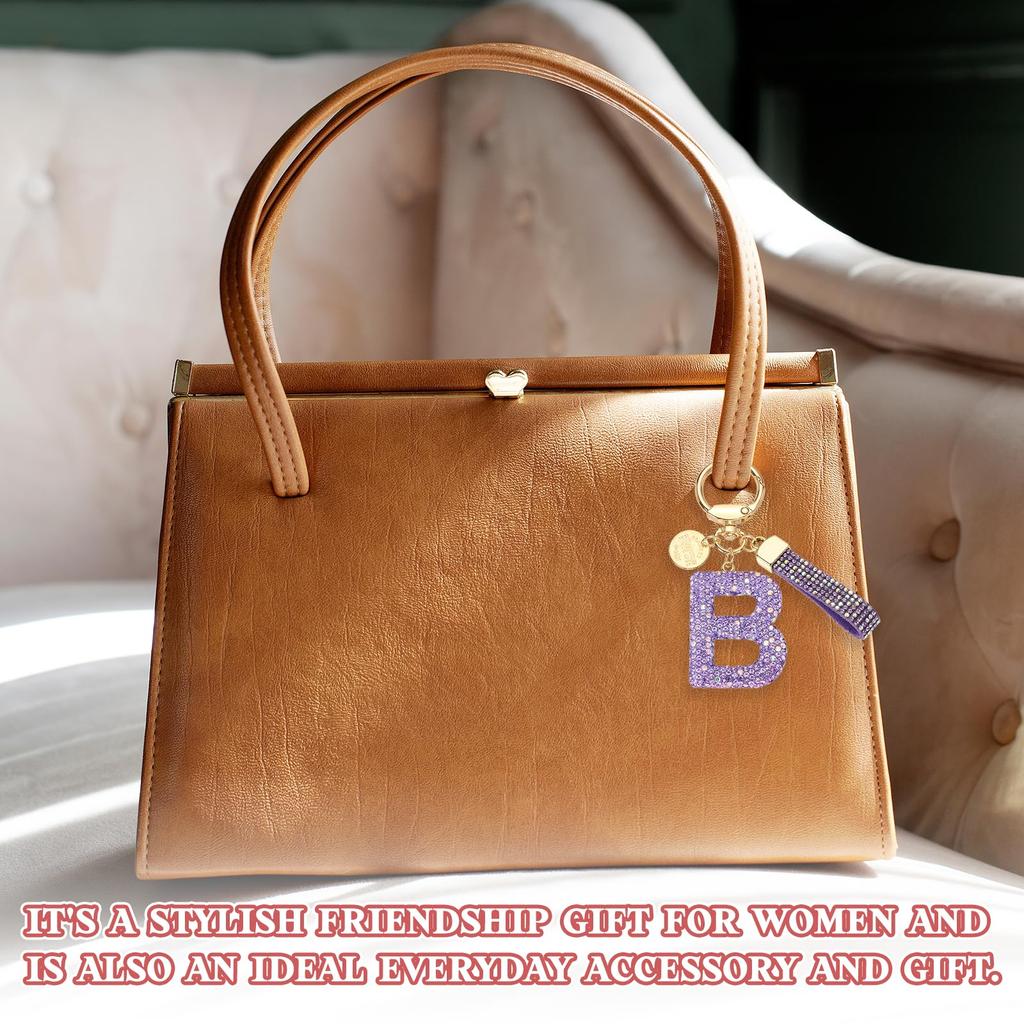 [PATIKIL] Initial Letter Keychain, Gift Bling Letter Keychain, Alphabet Key Ring, Handbag Accessory for Women, Shiny Cute Backpack Bag Car Key