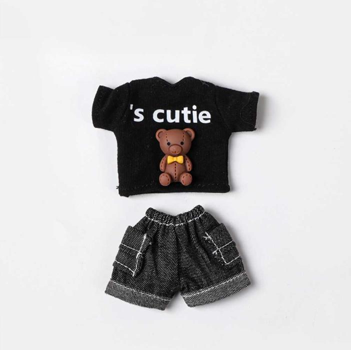 OB11 Puppenkleidung Niedliches Bären-Hasen-Set Kragen Kurzarm-Shorts Mantel für Obitsu11, GSC, YMY, 1/12bjd Kleidung Zubehör