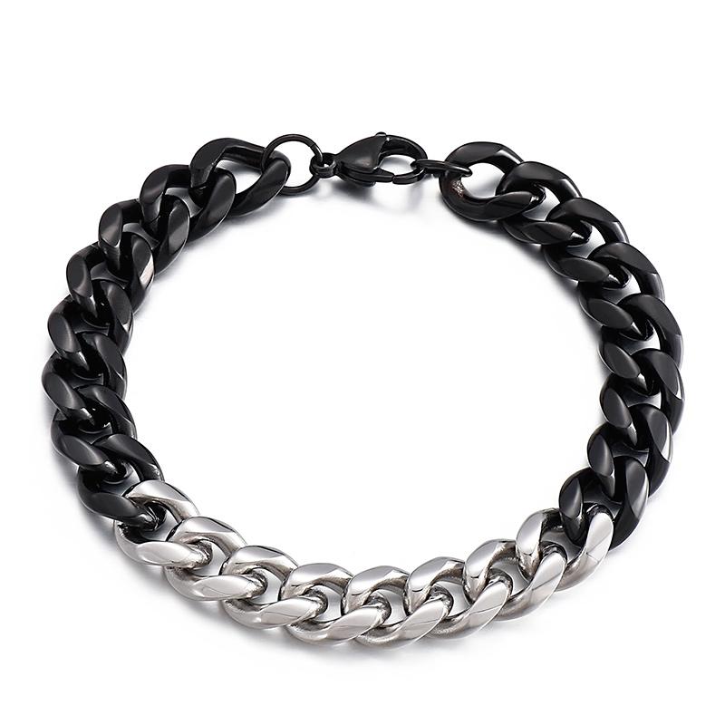 Trendy Cuban ChainMen's Wristband Armband Bracelet 10mm Splicing Chains Stainless Steel Jewelry