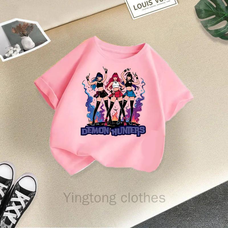Summer Fashion Girls' Short Sleeved T-shirt Cute Printed Girls' Casual Versatile Top Cross Border