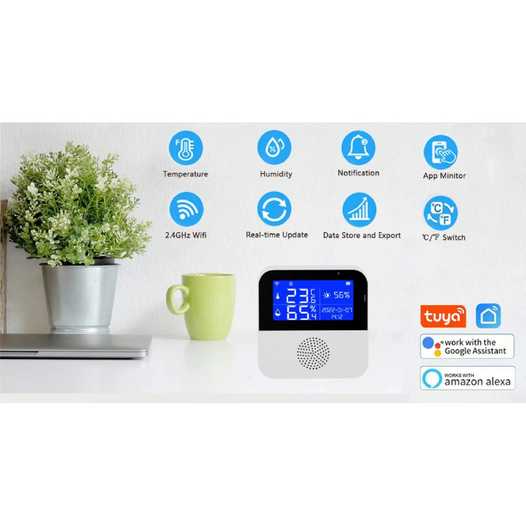Tuya Smart WiFi Temperature Humidity Sensor LCD Display Devices Indoor Outdoor Thermometer Hygrometer Meter Supports Alexa