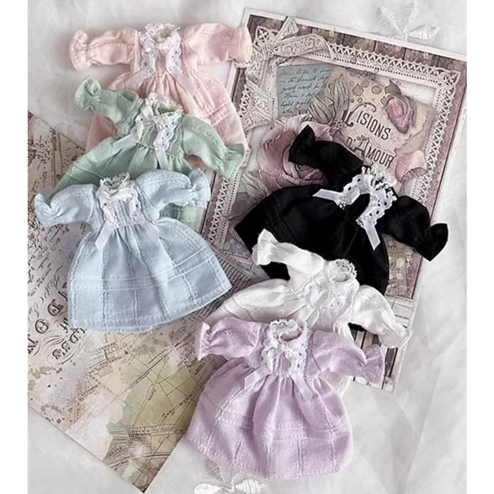 rakulifey Obitsu 11 Costume, One-Piece Dress, Clothing, OB11 Size Clothes, 11cm Obitsu Body Accessories, Lolita Clothes (Blue)