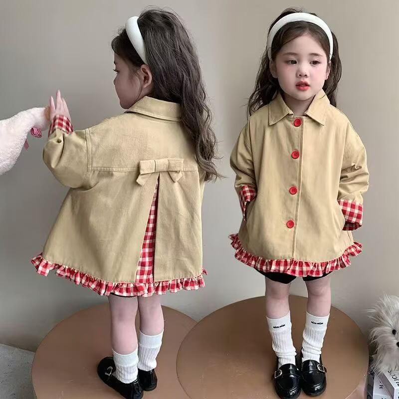 Frühling 2026 Mädchen Langarm Revers Windbreaker Jacke