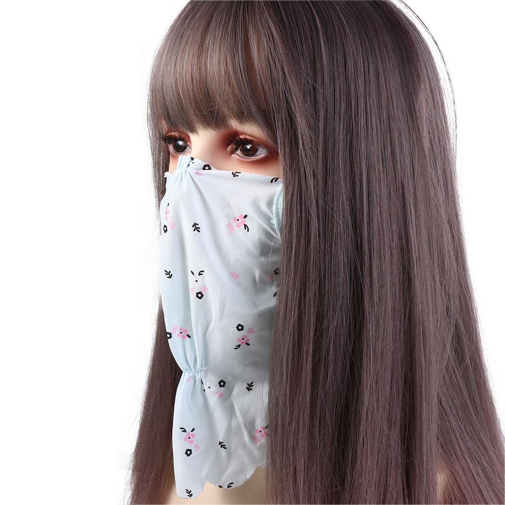 Flower Pattern Ice Silk Mask UV Protection Face Gini Mask Summer Face Cover  Outdoor
