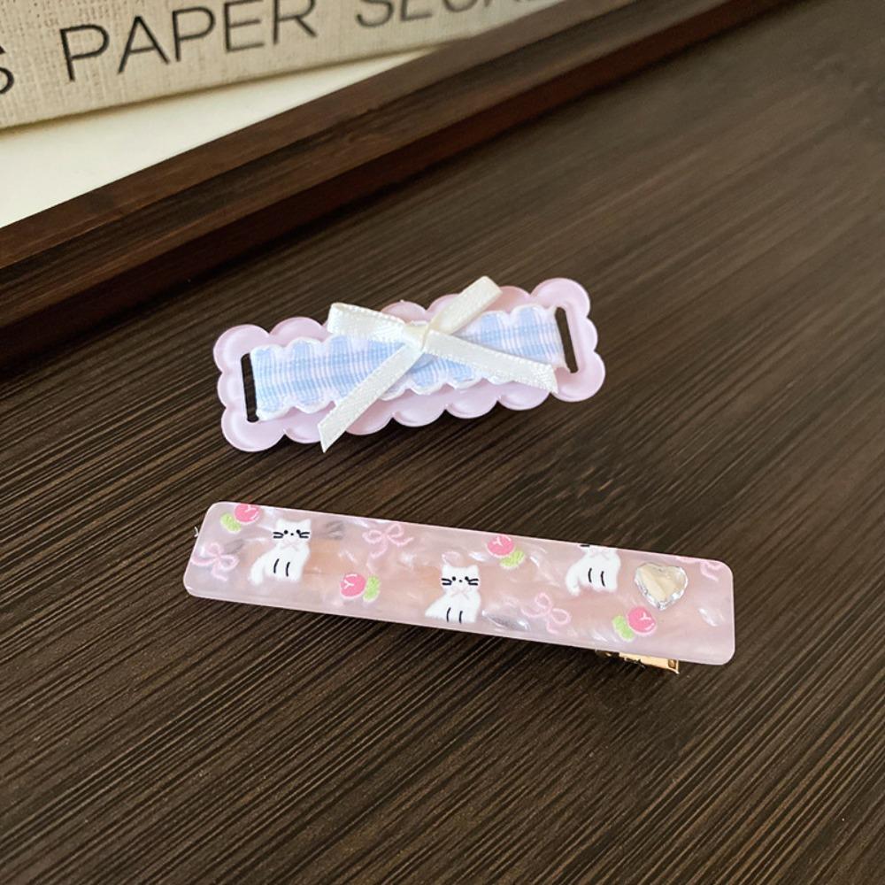 2Pcs/set Barrettes Bow Plaid Hair Clip Female Hair Accessories Korean Hair Clip  School
