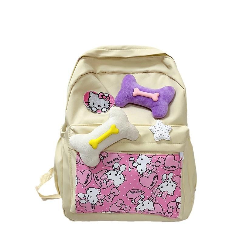 Schoolbag New Niche Cute Cartoon KT Cat Bone Backpack Small Fresh Student Schoolbag Casual Large Capacity Backpack