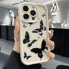 Black Butterflies Soft TPU Phone Case for iPhone 16 15 14 13 12 11 Pro Max Plus Shockproof Anti-Slip Cover