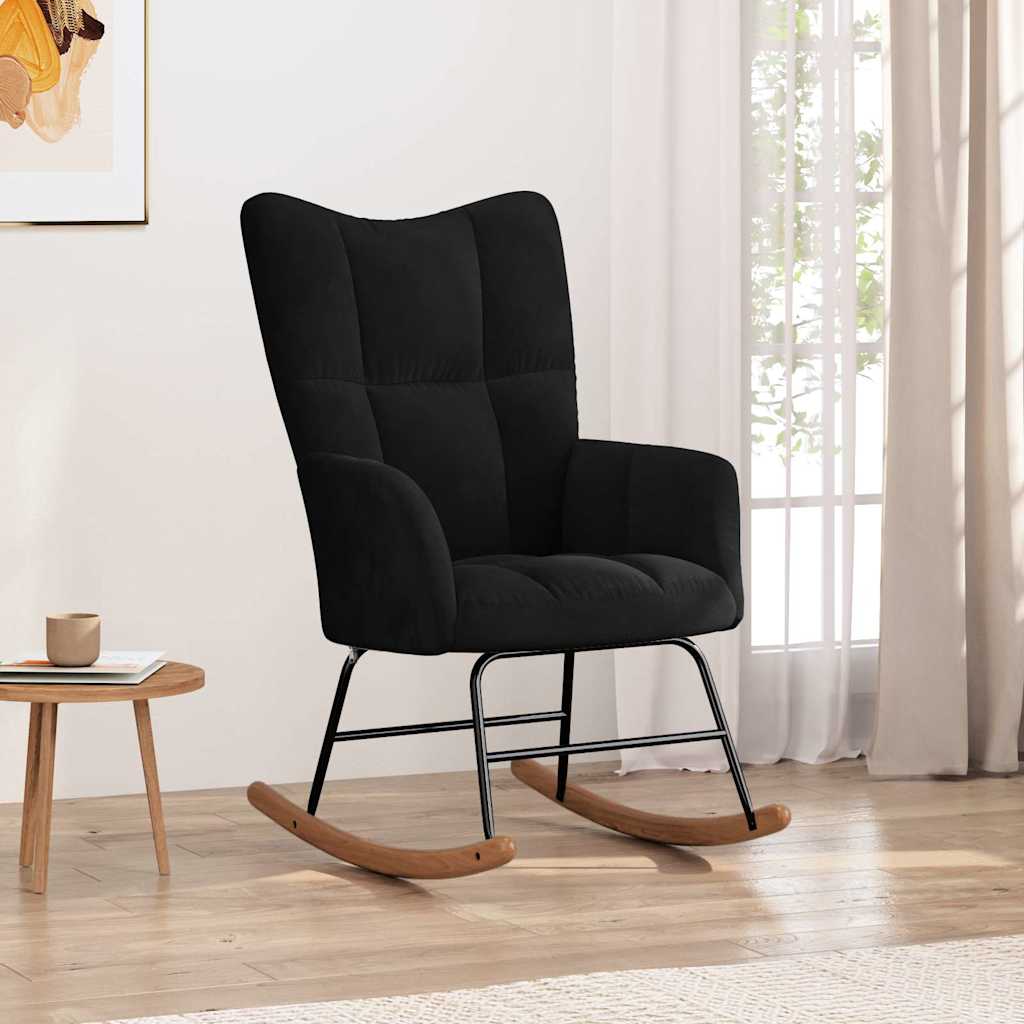 Vidaxl Fotel Bujany, Czarny, Tapicerowany Aksamitem