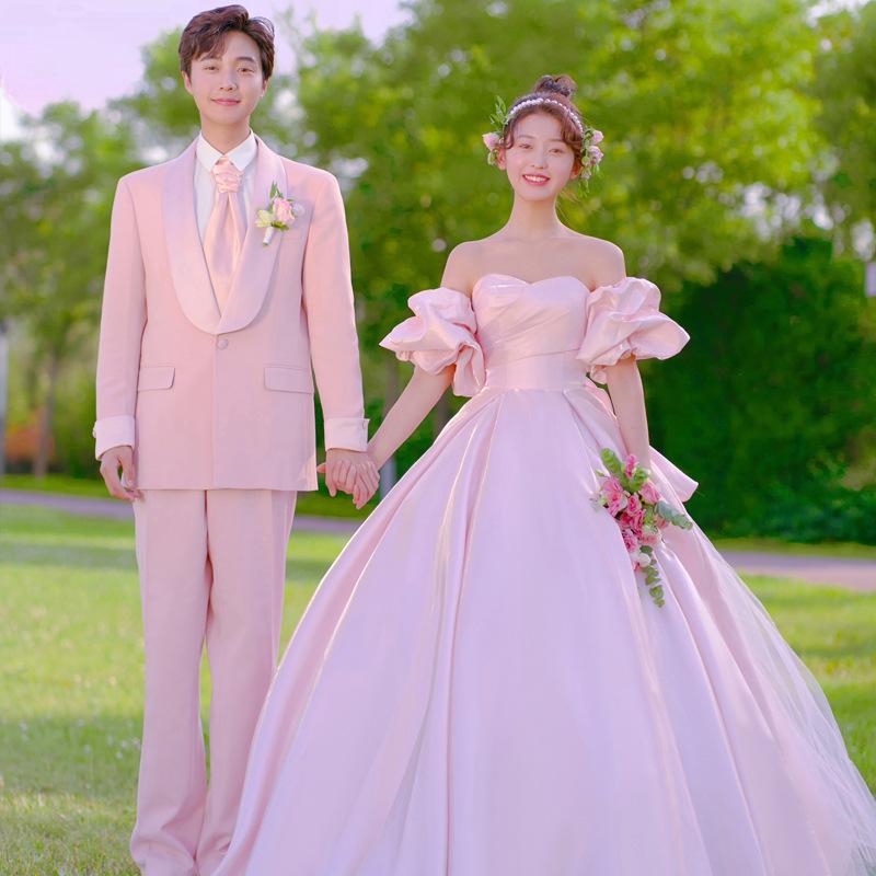 Pink Light Wedding Dress White Dress Wedding Dress Temperament Girly Style