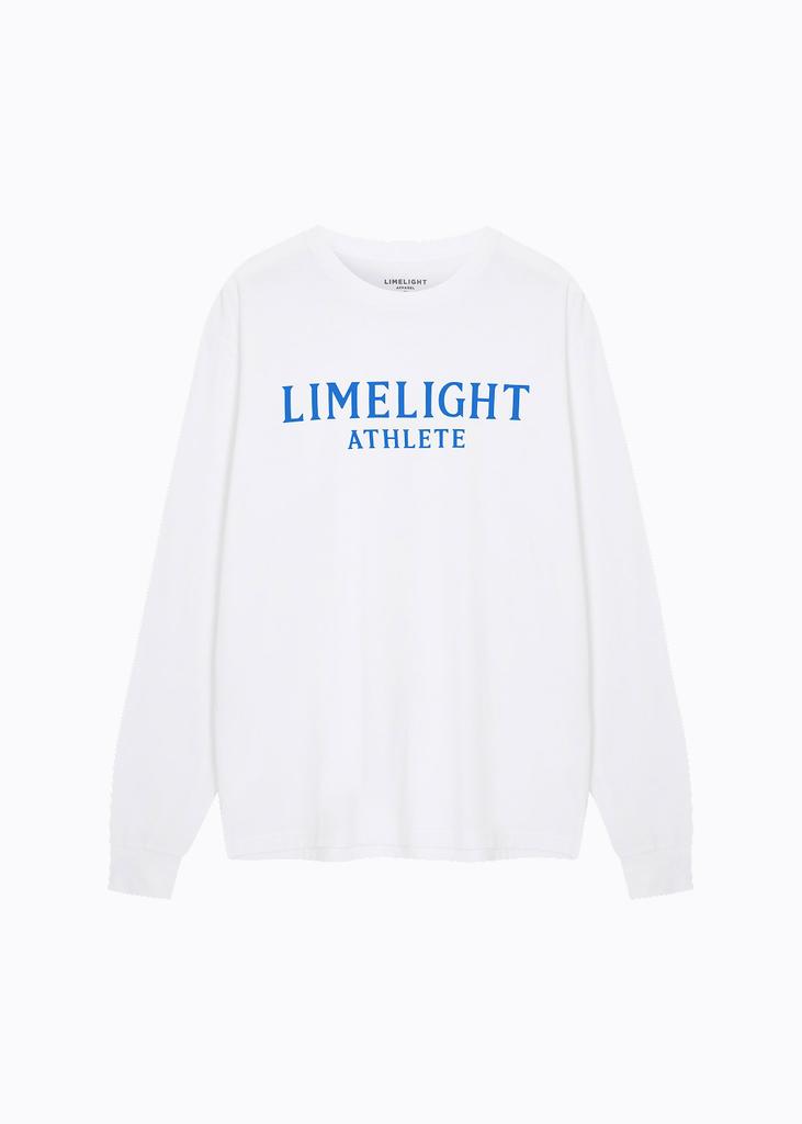 LIMELIGHT APPAREL Athlete Logo Long Sleeve T-Shirt (White/Blue)