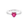 Minimalistischer Roter Herz Voller Diamant Ring Damenring Silber 5474942+5474941+5469980