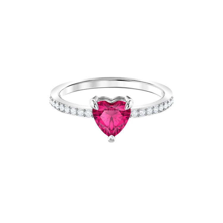

Swarovski Minimalist Red Heart Full Diamond Ring Women ring Silver 5474942+5474941+5469980 Box (Random Color),50