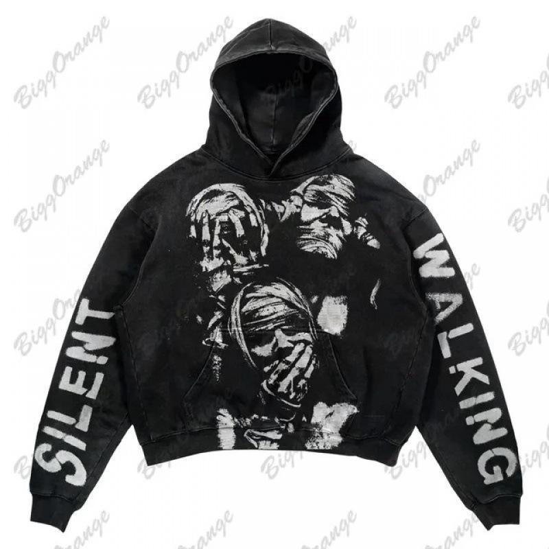 Felpa con cappuccio da uomo Street Fashion Trend Brand Teschio Stampa Digitale 3D Casual Larga