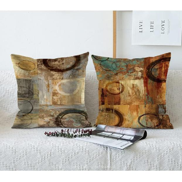Brown Decorative Throw Pillow Covers 18x18 Set of 4 Teal Pillow Cover Modern Geometry Abstract Art Decorative Pillows for Living Room Bedroom Sofa