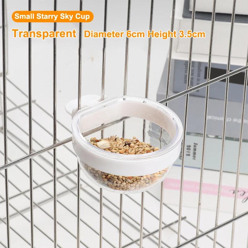 

Bird Feeding Bowl Detachable Transparent Bowl Plastic Food Cup for Cage Convenient Hanging Seed Water Feeder for Parrots