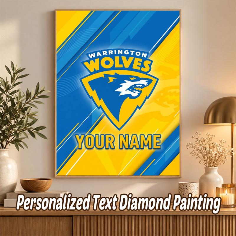Warrington Wolves Custom Name Text 5D Diamond Painting Kit DIY Full Drill Diamond Art Decoration