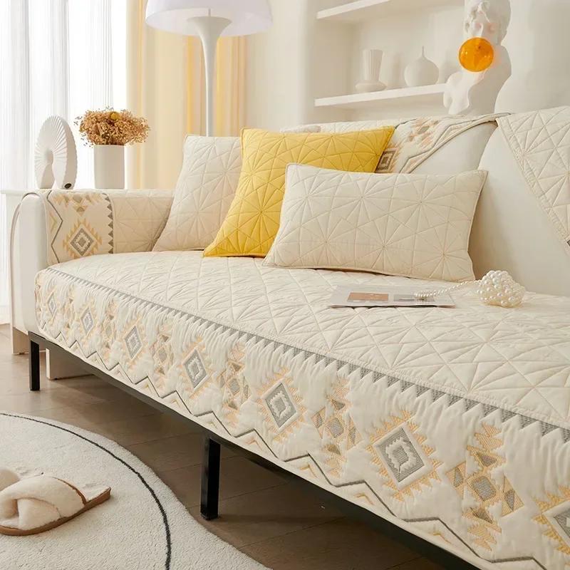 1Pc Bohemian Sofa Seat Cover For Living Room Geometry Cotton Universal Sofa Mat Towel Non-Slip Couch Cushion Slipcovers